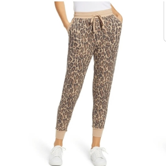 Splendid Leopard Print Thermal Joggers NWT Size S - Picture 1 of 9